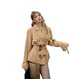 Small Hakqi Wind Coat Woman 2026 Autumn New High-End Atmospheric British Wind Waist Short Coat