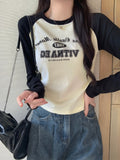 Spice Girls Put On The Shoulder Sleeves Long Sleeves To Repair The Body Early Autumn 2025 Design Feel Inside The Bottom Shirt Women's Wrinkles T-Shirt