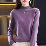 Wool Blending 2026 Autumn And Winter New Women's First-Line Ready-Up Seamless Half-High Collar Soft-Knitted Bottom Sweater