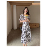 2025 New Summer Fairy Thin High-End Famous Temperament To Receive Waist Long Black And White Broken Flower Joint Dress