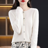 Line Ready-Sheed Seamless 100% Pure Wool 2026 Autumn And Winter New Women's Short Collar Loose Knitted Sweater Coat