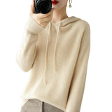 Wool Blended 2026 Autumn And Winter Women's New Korean Version Of Loose Hoodie Hoodie Solid Color Knitted Bottom Hoodie