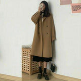 Spring And Autumn Thin Cardigan Coat Woman Hepburn Hair Coat Korean Version Of The Loose Small Man's Coat Long