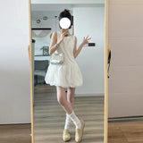 Korean White Sleeveless Vest Dress Women's Summer Gentle Style Temperament Skirt Small Loose Flower Tidive Skirt