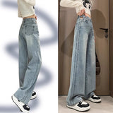 High-Rise Broad-Legged Jeans Women's Spring And Autumn 2025 New Small Thin Loose Pear Shape Light-Colored Straight Trousers