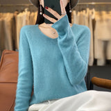 First-Line Ready-Sheed Seamless 100% Pure Wool 2026 Autumn And Winter New Short V-Neck Knitted Bottom Sweater
