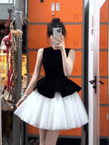 [Original Quality + Zipper] Beautiful Sleeveless Net Linve Ponve Dress Woman 2025 Summer Waist Princess Dress
