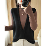 Wool Blending 2026 Autumn And Winter 5 Women's New Short Loose Big V-Neck Solid Color Jacket Outside The Knitting Vest