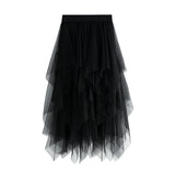 Irregular Mesh Dress Women's Long Mid-Term 2025 Spring New Yarn Skirt High-Waisted Thin Skirt 8063