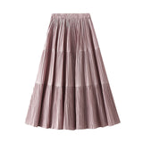 Autumn And Winter Pressure Folding Splicing Big Swing 100 Folded Skirt Autumn New Thin Fall Cake Dress 8958