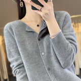 Line Ready-Sheed Seamless 100% Pure Wool 2026 Autumn And Winter New Women's Short Collar Loose Knitted Sweater Coat