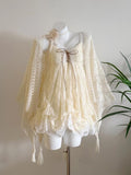POSHOP Spring Confession Vintage Ancient Lace Bud Dress With Thin Summer Shawl Two Sets