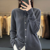 Line Ready-Sheed Seamless 100% Pure Wool 2026 Autumn And Winter New Women's Short Collar Loose Knitted Sweater Coat