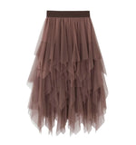Irregular Mesh Dress Women's Long Mid-Term 2025 Spring New Yarn Skirt High-Waisted Thin Skirt 8063
