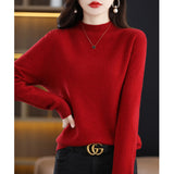 Wool Blending 2026 Autumn And Winter New Women's First-Line Ready-Up Seamless Half-High Collar Soft-Knitted Bottom Sweater