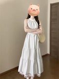 Seaside Holiday Wind Hanging Neck Sling Dress Women Summer High-Grade Temperament A-Shaped Skirt