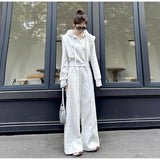 Sportswear Suit Femininity Loose Fake Two-Piece Hoodie Fashion Broad Leg Pants Two Sets 2025 Autumn