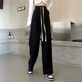 Gray Wide-Legged Trousers Women's High-Waist Thin-Skinny Casual Pants 2025 New Loose Straight Sweatpants