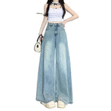 Spring Thin Blue Broad-Legged Jeans Women 2025 Large-Size High-Rise Thin-Skinning Loose Straight Trousers