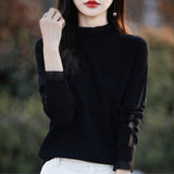 Fine-Woven Wool 2026 Autumn And Winter New Women's Short Loose Lace Lace Lace Hollow Bottom Jersey Sweater