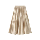 2025 New Tight Waist Folded Skirt Women Summer High Waist Thin A Word Medium Skirt 1016