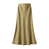 Design Lustrous Silky Silky Dress Half-Dress Women's Summer Long Fishtail Skirt High-Waisted Thin-Butt Skirt9902