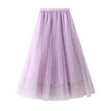 Net Yarn Skirt Summer New Big Swing A Skirt Glitter Fairy Dress High Waist Slim Dress 1833