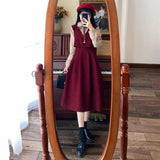 Large-Size Fat Mm Suit Dress Covered Meat High Waist Splicing Fake Two Dresses Women's Autumn Korean College Wind Reduction Long Dress