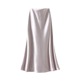 Temperament Pressure Folded Bare-Faced Fishtail Half-Dress Girl Spring Hanging Thin Bag-Butbice Long Dress 9836