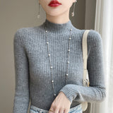 Wool Blended 2026 Autumn And Winter New Women's First-Line Ready-Upled Half-High Collar Strips To Repair Their Own Skin Knitted Bottom Sweater