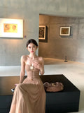 French Temperament High-End Feeling Bow Knot Hollow Bra Dress Women's New Waist Thin A Word Waist
