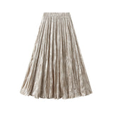 Folded Silk Velvet Half-Dress Woman 2025 Autumn And Winter New High-Waist A Skirt In The Middle And Thin 8830