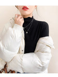 Half-High Collar Bottomed Bottoming Women's Spring And Autumn And Winter New White Long-Sleeved T-Shirt Wood In The Ear Of The Ocean High-End Coat