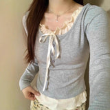 Fake Two-Piece Under-Wearing Shirt Woman's New Early Autumn Chic Repair Shoulder Long-Sleeved White Blouse Spring And Autumn