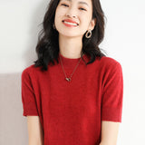 Wool Blended 2026 Autumn And Winter 2026 New Lady Body High-Necked Short-Sleeve Knitting Shirt