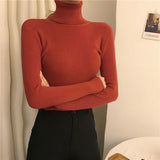 Black High-Neck Knitted Bottom Shirt Autumn And Winter Model Of Long Sleeves With A Female Sweater Slimming Clothes