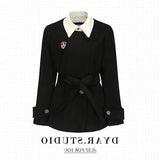 Two Suit Jacket Autumn And Winter Small Waist College Suit High Black Coat Suit Suit Woman