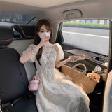 Fat Mm Gentle Style French Embroidered Flower Dress Women's Summer Large Size High Sense Waist Thin Bubble Sleeve Long Skirt