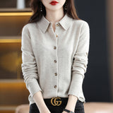 Wool Blended 2026 Autumn And Winter Women's New Loose Polo Collar Short Shirt Coat Knitted Open Shirt