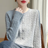 Wool Blended 2026 Autumn And Winter New Women's Round Collar Collar Hooded Small Knitted Open-Flowered Knitted Jersey Coat
