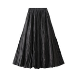 Light Luxury Design Wrinkled Process Big Swing Dress Girls Spring Autumn And Winter Umbrella Skirt A Word Long Skirt High-End Feel Skirt 1872