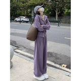 Salt Leisure Sportswear Suit Women's Spring And Autumn Port Style Retro Loose Thin Hooded Sweaty Two-Piece Set