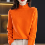 Line Ready-Wear 100% Pure Wool 2026 Autumn And Winter New Women's Half-High Collar Short- Jacket Loose Knit Sweater