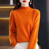 Wool Blending 2026 Autumn And Winter New Women's Half-High Collar Simple And Short-Term Warm Knitted Bottom Sweater