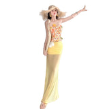 Holiday Style Suit Women's Summer Dopamine Beauty Temperament Yellow Print Blouse Mesh Yarn Bag Hip Skirt