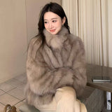 High-Grade Dizzling Fox Fur Coat Women's Winter 2026 New Fur-Collar Fur Coat