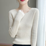 A Line Of Ready-On-Coat Wool Blended 2026 Autumn And Winter New Women's Short Loose Round Collar Solid Color With The Bottom Knitting Shirt