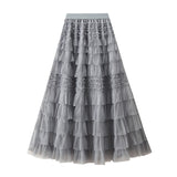 Spring And Summer New High-Rise Thin A-Layer Mesh Cake Skirt Long Skirt Fairy Dress 8075