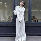 Sportswear Suit Femininity Loose Fake Two-Piece Hoodie Fashion Broad Leg Pants Two Sets 2025 Autumn