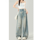 Vintage Ripped Jeans Women 2026 Summer Trend With New Loose Thin Legs Drag Trousers